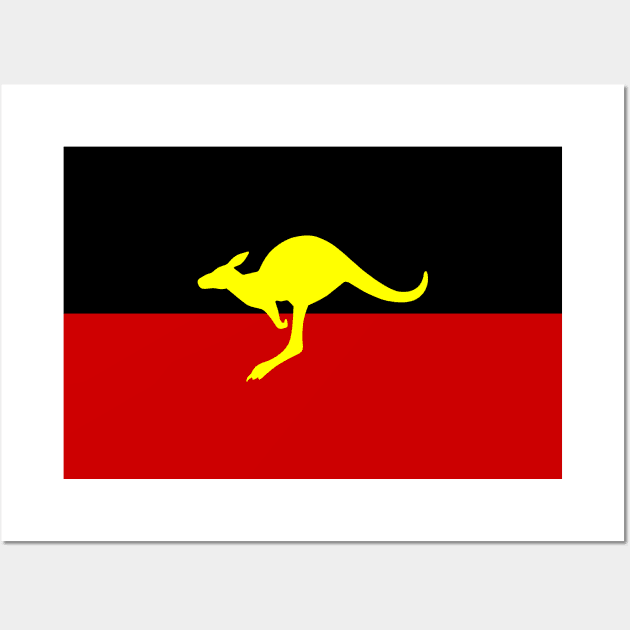 Aboriginal Australian Flag - Kangaroo Silhouette Wall Art by Historia